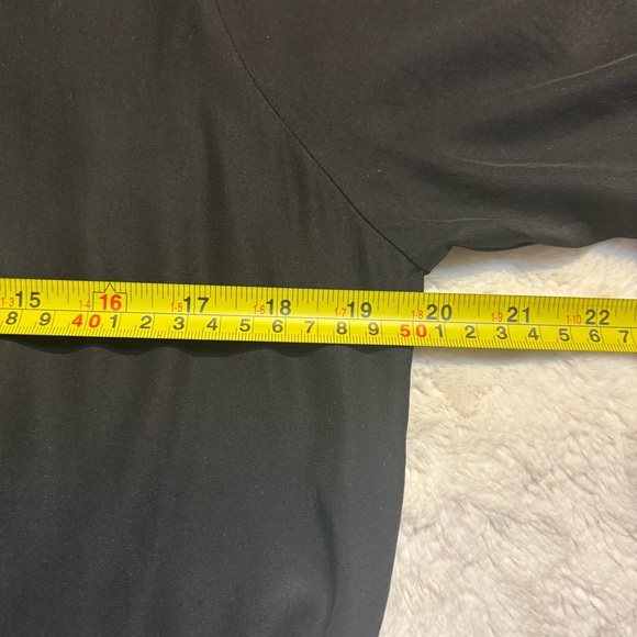 100% Silk Mini Dress Small Viereck Black Flowy V-Neck Tie Belt Short Sleeves - Picture 15 of 16